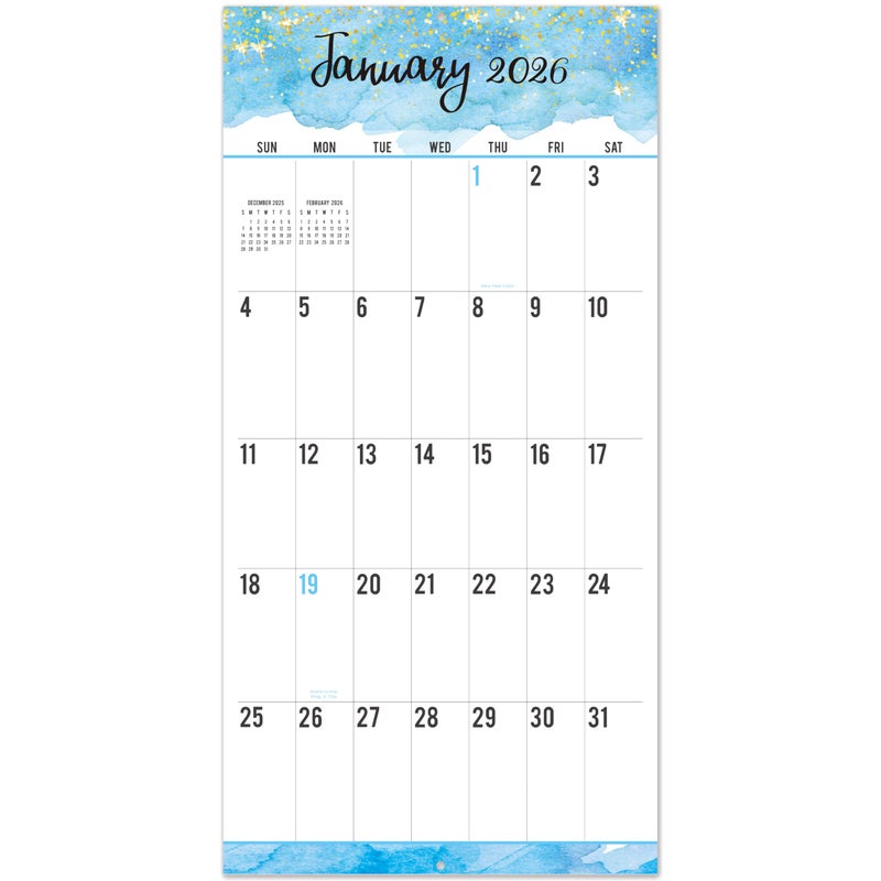Journaltastic 2026 Wall Calendar - 12-Month Monthly Wall Calendars, Jan. 2026 - Dec. 2026, Large Print Big Grid Wall Calendar 2026, 12" x 24" (Open), Thick Paper - Image 1
